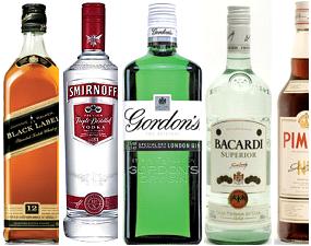 drinks online, whiskey, rum, bacardi, gin, archers, jamesons, jack daniels